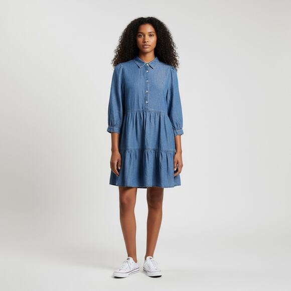 Tommy Hilfiger Women’s Chambray Denim Dress, 3/4 Sleeves, Size 12 - Picture 1 of 6
